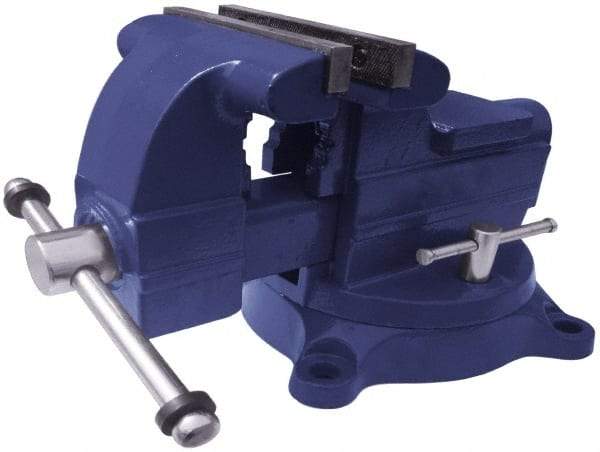 Gibraltar - 4-1/2" Jaw Width x 4" Jaw Opening Capacity, 2-5/8" Throat Depth, Bench & Pipe Combination Vise - 1/8 to 2" Pipe Capacity, Swivel Base, Bolt Down Attachment, Ductile Iron - Apex Tool & Supply