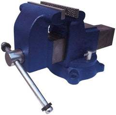 Gibraltar - 4" Jaw Width x 4-3/8" Jaw Opening Capacity, 2-1/2" Throat Depth, Bench & Pipe Combination Vise - 3/4 to 2-3/8" Pipe Capacity, Swivel Base, Bolt Down Attachment, Ductile Iron - Apex Tool & Supply