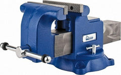 Gibraltar - 8" Jaw Width x 8" Jaw Opening Capacity, 4" Throat Depth, Bench & Pipe Combination Vise - 3/4 to 3" Pipe Capacity, Swivel Base, Bolt Down Attachment, Ductile Iron - Apex Tool & Supply