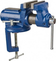 Gibraltar - 4" Jaw Width, 2-1/4" Opening Capacity, 2" Throat Depth, Cast Iron Stationary Bench Vise - Clamp-On Base Attachment - Apex Tool & Supply