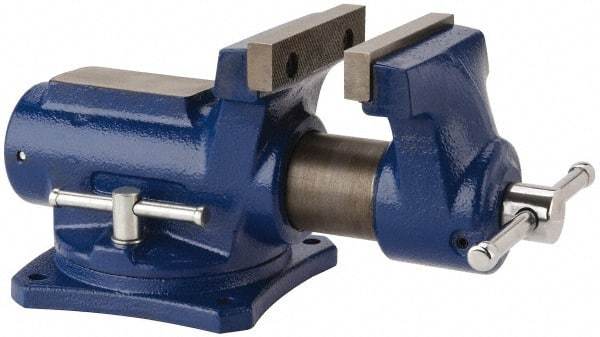 Gibraltar - 4" Jaw Width, 2-1/4" Opening Capacity, 2" Throat Depth, Cast Iron Swivel Bench Vise - Bolt Down Base Attachment - Apex Tool & Supply
