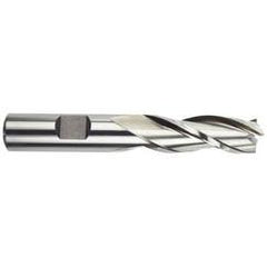 9/16 Dia. x 3-3/8 Overall Length 3-Flute Square End High Speed Steel SE End Mill-Round Shank-Center Cutting -Uncoated - Apex Tool & Supply