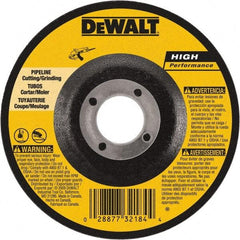 DeWALT - 24 Grit, 9" Wheel Diam, 1/8" Wheel Thickness, 7/8" Arbor Hole, Type 27 Depressed Center Wheel - Aluminum Oxide, 6,600 Max RPM, Compatible with Angle Grinder - Apex Tool & Supply