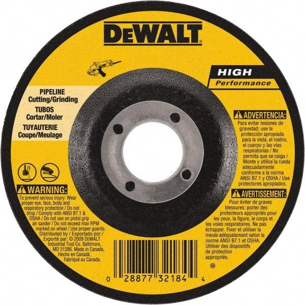 DeWALT - 24 Grit, 7" Wheel Diam, 1/8" Wheel Thickness, 7/8" Arbor Hole, Type 27 Depressed Center Wheel - Aluminum Oxide, 8,700 Max RPM, Compatible with Angle Grinder - Apex Tool & Supply