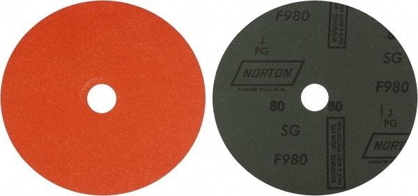 Norton - 7" Diam 7/8" Hole 80 Grit Fiber Disc - Ceramic, Series R980P - Apex Tool & Supply