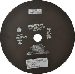 Norton - 12" Aluminum Oxide Cutoff Wheel - 0.078" Thick, 1-1/4" Arbor, 3,820 Max RPM, Use with Stationary Tools - Apex Tool & Supply