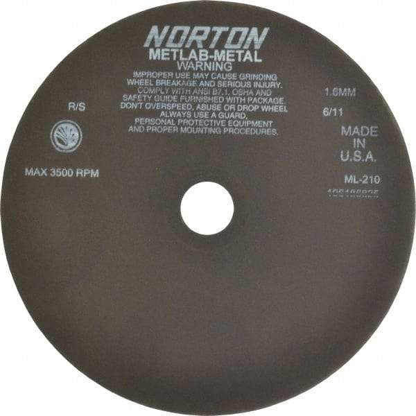 Norton - 10" Aluminum Oxide Cutoff Wheel - 0.063" Thick, 1-1/4" Arbor, 3,500 Max RPM, Use with Stationary Tools - Apex Tool & Supply