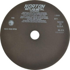 Norton - 10" Aluminum Oxide Cutoff Wheel - 0.063" Thick, 1-1/4" Arbor, 3,500 Max RPM, Use with Stationary Tools - Apex Tool & Supply