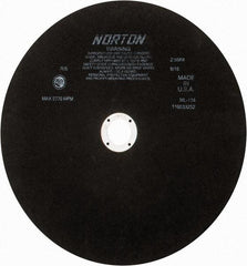 Norton - 13-3/4" Aluminum Oxide Cutoff Wheel - 0.098" Thick, 1-1/4" Arbor, 2,770 Max RPM, Use with Stationary Tools - Apex Tool & Supply