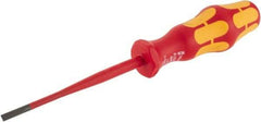 Wera - 198mm OAL Insulated Slotted Screwdriver - 100mm Blade Length, Round Shank, Ergonomic Handle - Apex Tool & Supply