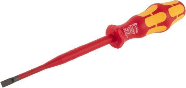 Wera - 223mm OAL Insulated Slotted Screwdriver - 125mm Blade Length, Round Shank, Ergonomic Handle - Apex Tool & Supply