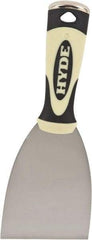 Hyde Tools - Stiff Carbon Steel Stiff Chisel - 3" Blade Width, 4" Long Plastic Overmold Handle - Apex Tool & Supply