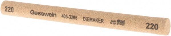 Value Collection - 220 Grit Aluminum Oxide Round Polishing Stone - Coarse/Medium Grade, 1/2" Wide x 6" Long x 1/2" Thick - Apex Tool & Supply
