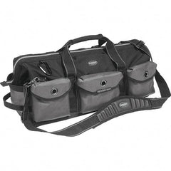 Bucket Boss - 28 Pocket Gray & Black Ballistic Polyester Tool Bag - 28" Wide x 11" Deep x 12" High - Apex Tool & Supply