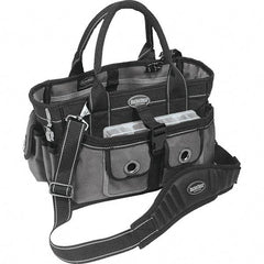 Bucket Boss - 18 Pocket Gray & Black Polyester Tool Bag - 14" Wide x 9" Deep x 9" High - Apex Tool & Supply