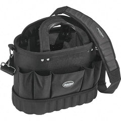 Bucket Boss - 13 Pocket Black Ballistic Polyester Tool Tote - 14" Wide x 8" Deep x 10" High - Apex Tool & Supply