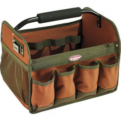 Bucket Boss - 23 Pocket Brown & Green Polyester Tool Bag - 12" Wide x 10" Deep x 11" High - Apex Tool & Supply
