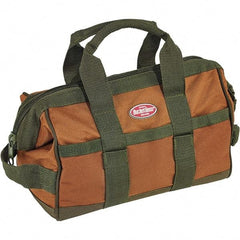 Bucket Boss - 16 Pocket Brown & Green Polyester Tool Bag - 12" Wide x 7" Deep x 9" High - Apex Tool & Supply