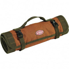 Bucket Boss - 22 Pocket Brown & Green Canvas Tool Roll - 25" Wide x 1/8" Deep x 14" High - Apex Tool & Supply
