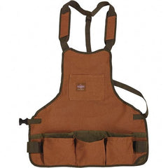 Bucket Boss - 30 to 52" Waist Apron - 16 Pocket, Brown/Green, Canvas - Apex Tool & Supply