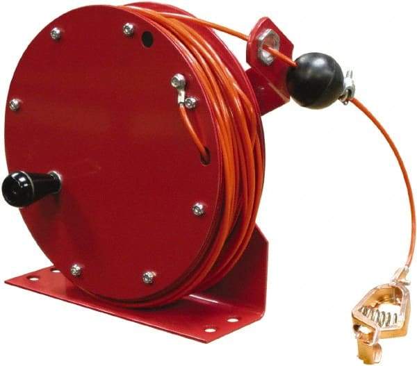 Reelcraft - 1/8 Inch x 100 Ft. Steel Stranded Cable Grounding Reel - Hand Crank Reel - Apex Tool & Supply