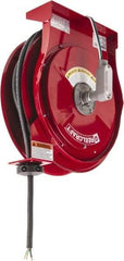 Reelcraft - 10 AWG, 50' Cable Length, Cord & Cable Reel with Flying Lead End - 0 Outlets, 30 Amps, 125 Volts, SEOOW Cable, Red Reel, Spring Driven Reel - Apex Tool & Supply