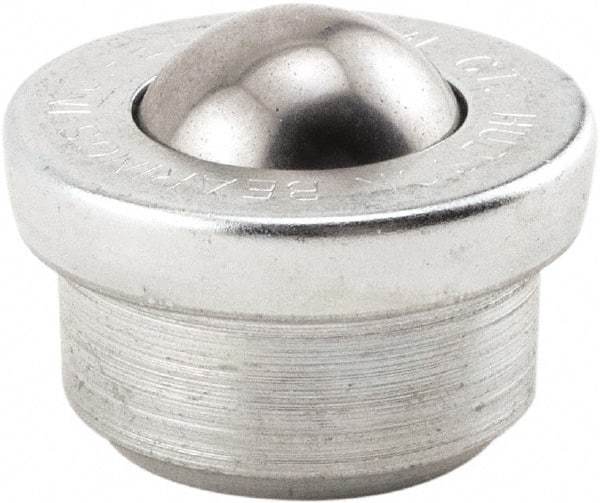 Hudson Bearing - 1 Inch Diameter, Round, Carbon Steel Ball Transfer - 1.6719 Inch Overall Diameter, 5/8 Inch Mount Height, 200 Lb. Capacity - Apex Tool & Supply