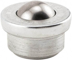 Hudson Bearing - 5/8 Inch Diameter, Round, Stainless Steel Ball Transfer - 1.1875 Inch Overall Diameter, 3/8 Inch Mount Height, 200 Lb. Capacity - Apex Tool & Supply