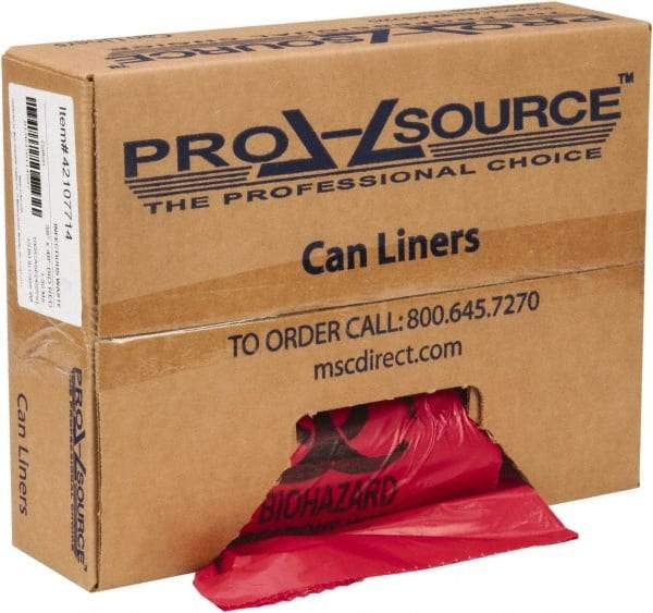PRO-SOURCE - 45 Gal Capacity, Red, Hazardous Waste Bag - 1.3 mil Thick x 38" Wide x 48" High, Roll - Apex Tool & Supply