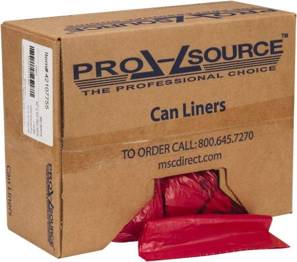 PRO-SOURCE - 32 Gal Capacity, Red, Hazardous Waste Bag - 1.3 mil Thick x 30" Wide x 43" High, Roll - Apex Tool & Supply