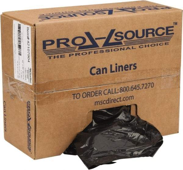 PRO-SOURCE - 1.5 mil Thick, Heavy-Duty Trash Bags - Linear Low-Density Polyethylene (LLDPE), Flat Pack Dispenser, 40" Wide x 46" High, Black - Apex Tool & Supply