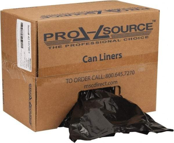 PRO-SOURCE - 1.65 mil Thick, Heavy-Duty Trash Bags - Linear Low-Density Polyethylene (LLDPE), Flat Pack Dispenser, 38" Wide x 58" High, Black - Apex Tool & Supply