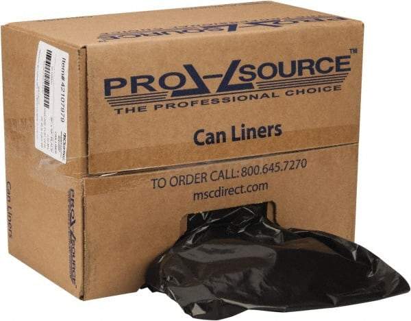 PRO-SOURCE - 2 mil Thick, Heavy-Duty Trash Bags - Linear Low-Density Polyethylene (LLDPE), Flat Pack Dispenser, 38" Wide x 58" High, Black - Apex Tool & Supply