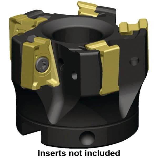 Kennametal - 12 Inserts, 6" Cut Diam, 2" Arbor Diam, 15.5mm Max Depth of Cut, Indexable Square-Shoulder Face Mill - 0° Lead Angle, 2.38" High, LNGU15T608SRGE Insert Compatibility, Through Coolant, Series MILL 4-15 - Apex Tool & Supply