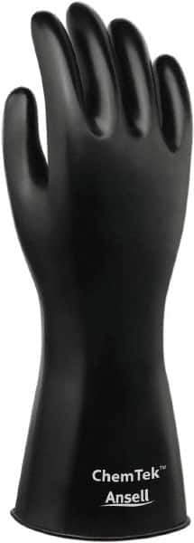 Ansell - Size L (10), 12" Long, 8 mil Thick, Viton Chemical Resistant Gloves - Smooth Finish, Gauntlet Cuff, ANSI Abrasion Level 3, ANSI Cut Level 0, Black - Apex Tool & Supply