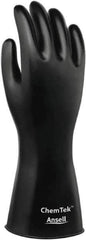 Ansell - Size L (10), 12" Long, 8 mil Thick, Viton Chemical Resistant Gloves - Smooth Finish, Gauntlet Cuff, ANSI Abrasion Level 3, ANSI Cut Level 0, Black - Apex Tool & Supply