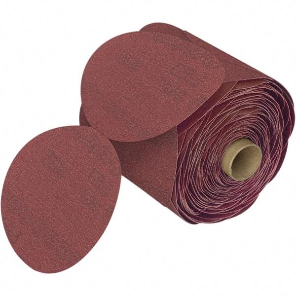 3M - 6" Diam, 100 Grit Aluminum Oxide Adhesive PSA Disc - Fine Grade, Reddish Brown, Film Backing, Flexible, Use with Random Orbital Sanders - Apex Tool & Supply