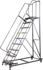 Ballymore - 123" 9 Step Ladder - Rolling Safety Ladder, 600 Lb Capacity, 90" Platform Height, 32" Base Width x 75" Base Depth, Expanded Metal Tread - Apex Tool & Supply