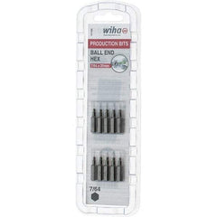 Wiha - 0.109" Ball End Hex Screwdriver Bit - 1/4" Drive, 1" OAL - Apex Tool & Supply
