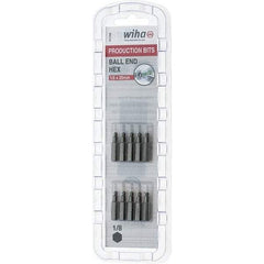Wiha - 1/8" Ball End Hex Screwdriver Bit - 1/4" Drive, 1" OAL - Apex Tool & Supply