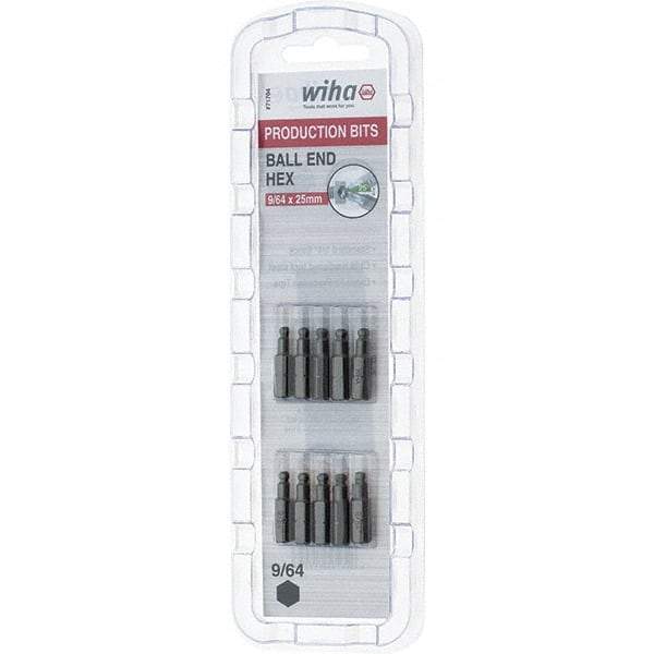 Wiha - 0.14" Ball End Hex Screwdriver Bit - 1/4" Drive, 1" OAL - Apex Tool & Supply