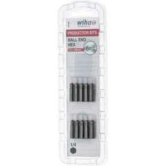 Wiha - 1/4" Drive, Hex Inch Screwdriver Bit - 1" OAL - Apex Tool & Supply