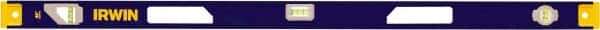 Irwin - 48" Long 3 Vial I-Beam Level - Aluminum, Blue/Yellow, 1 Level & 2 Plumb Vials - Apex Tool & Supply