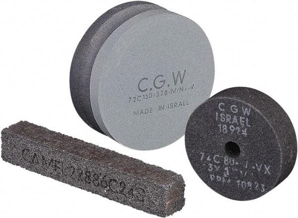 Camel Grinding Wheels - 80 Grit Silicon Carbide Type 1 Dressing Wheel - 3" Diam x 1/2" Hole x 1" Thick, Fine Grade, Hardness J, Vitrified Bond, No Recess - Apex Tool & Supply
