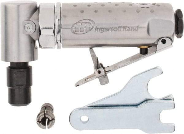 Ingersoll-Rand - 1/4" Collet, Angle Handle, Angle Air Die Grinder - 21,000 RPM, Front Exhaust, 24 CFM, 0.25 hp, 1/4" Inlet - Apex Tool & Supply