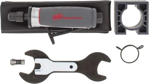 Ingersoll-Rand - 1/4" Collet, Straight Handle, Straight Air Die Grinder - 25,000 RPM, Rear Exhaust, 25 CFM, 0.4 hp, 1/4" Inlet - Apex Tool & Supply