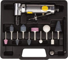 Value Collection - 1/4" Spindle, 22,000 RPM, 90° Angle Handle, Air Die Grinder Set - 4 CFM Air Consumption, 90 psi, 1/4" Inlet, 0.3 hp - Apex Tool & Supply