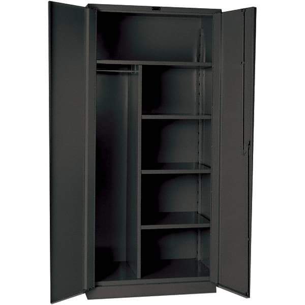Hallowell - 4 Shelf Combination Storage Cabinet - Steel, 48" Wide x 24" Deep x 78" High, Gray - Apex Tool & Supply