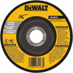 DeWALT - 30 Grit, 5" Wheel Diam, 1/4" Wheel Thickness, 7/8" Arbor Hole, Type 27 Depressed Center Wheel - Aluminum Oxide, 12,200 Max RPM, Compatible with Angle Grinder - Apex Tool & Supply