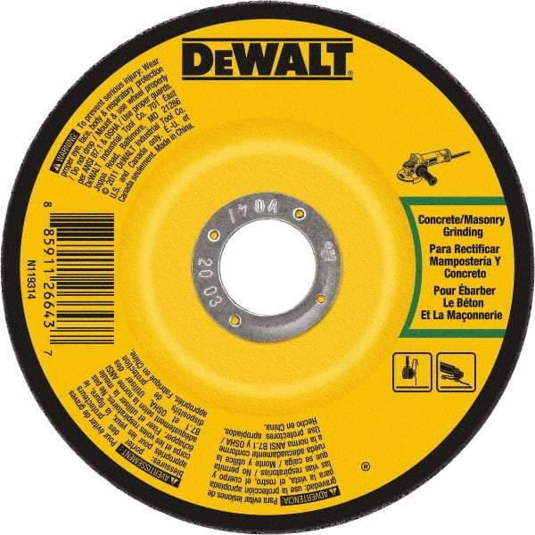 DeWALT - 24 Grit, 7" Wheel Diam, 1/4" Wheel Thickness, Type 27 Depressed Center Wheel - Silicon Carbide, 8,700 Max RPM, Compatible with Angle Grinder - Apex Tool & Supply